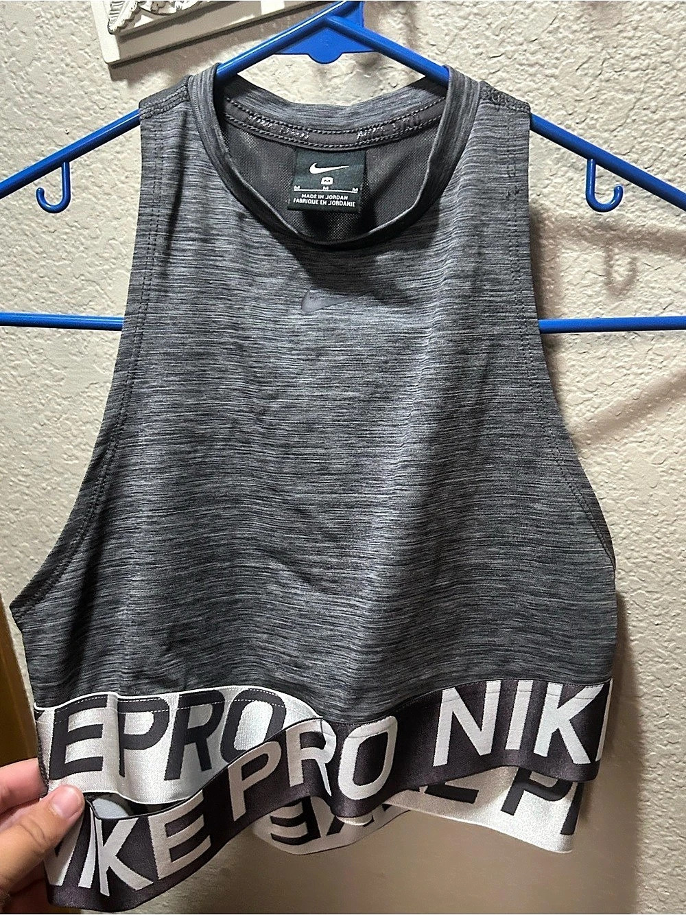 Nike Jordan Women's Athletic Crop Tank Top Gray & Black Medium Like New